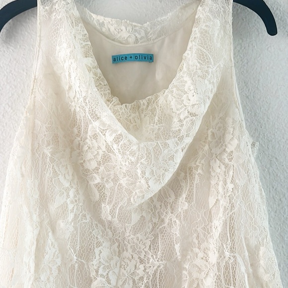 Alice & Olivia Lace Cowl Neck Sleeveless Blouse - Picture 3 of 4